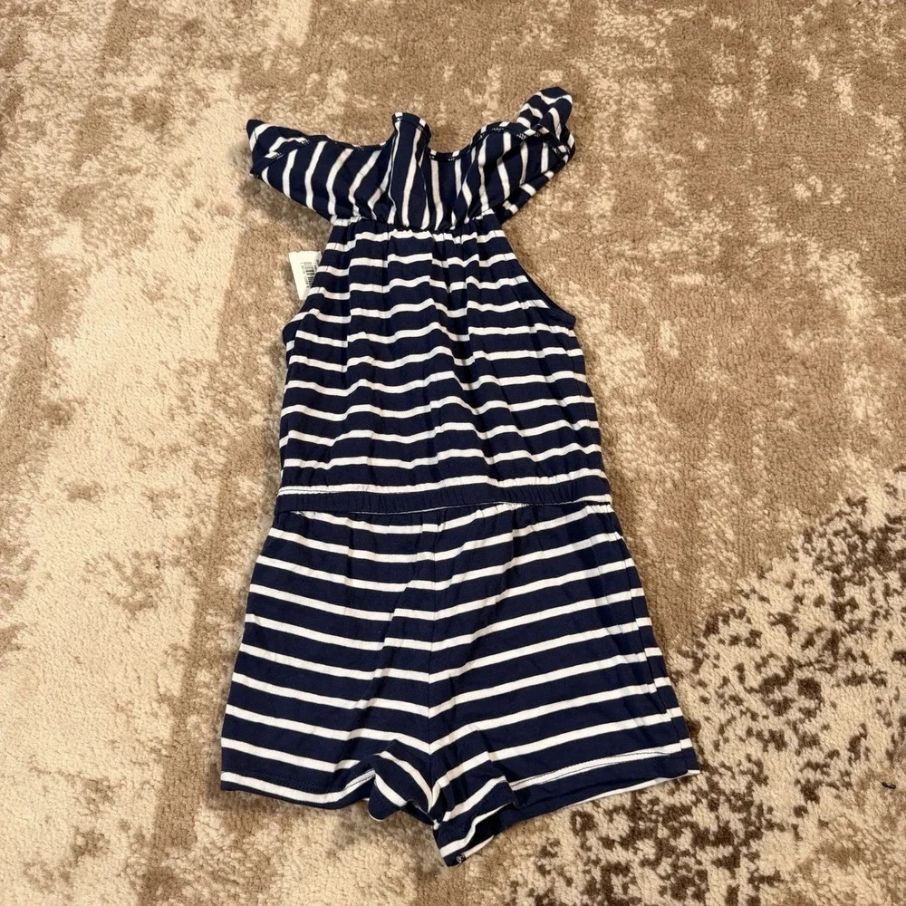Old‎ Navy 2T Girls Toddler Sleeveless Striped Romper Blue Shorts NWT